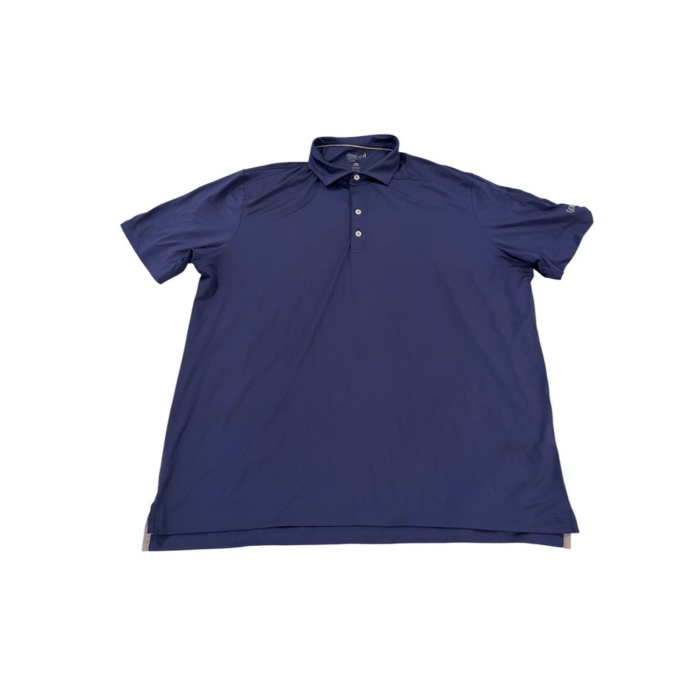 Johnnie-O Performance Polo Shirt Mens XL Navy Blue Gold Strike Casino Golf UPF50
